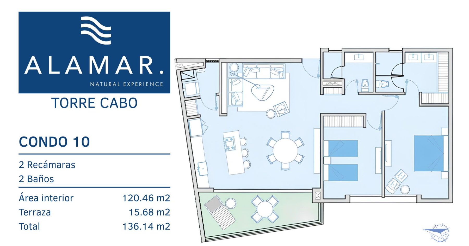 Plano arquitectónico del Condo 10, Torre Cabo